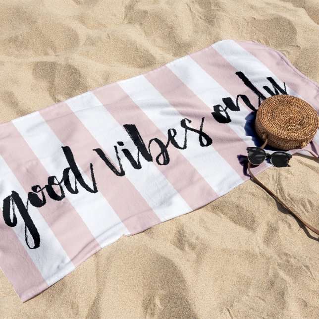 Good Vibes Only | Blush Stripe Beach Towel (Creator Uploaded)