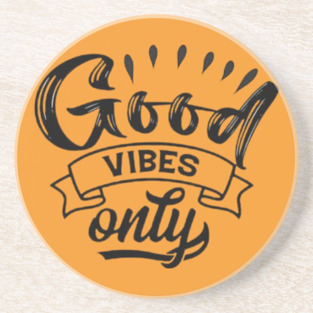 Good Vibes Only Brush Typography Coaster (Front)