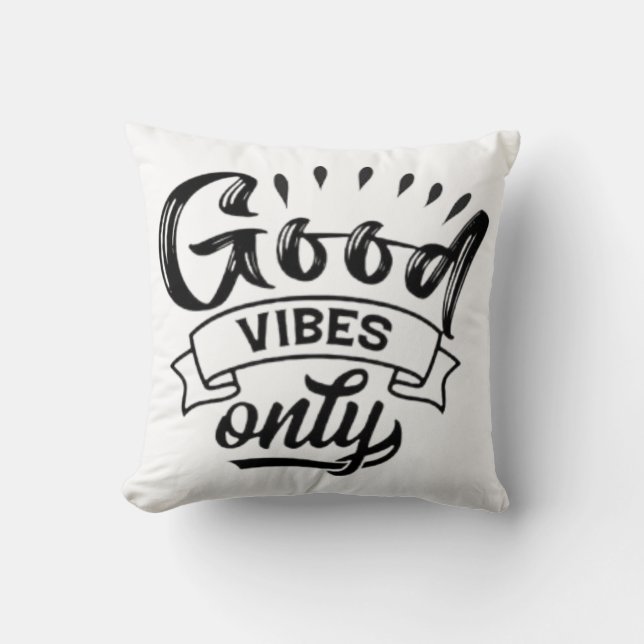 Good Vibes Only Brush Typography Cushion (Front)