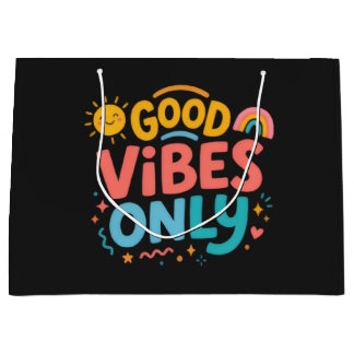 Good Vibes Only colourful black Gift Bag 