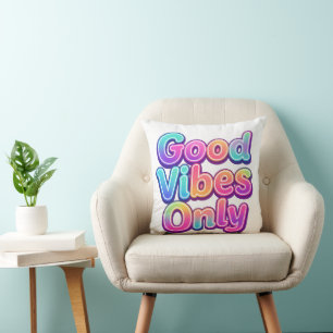 Good Vibes Only Colourful Typography Gift Design Cushion
