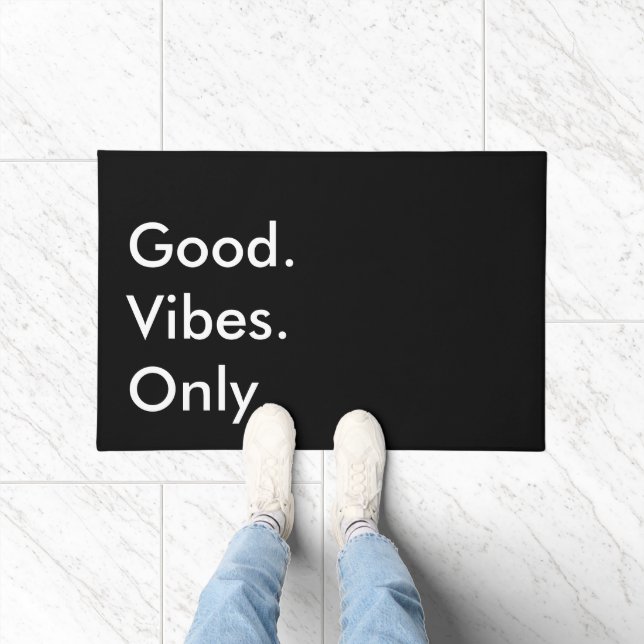 Good. Vibes. Only. Customizable Black And White Doormat (Indoor)