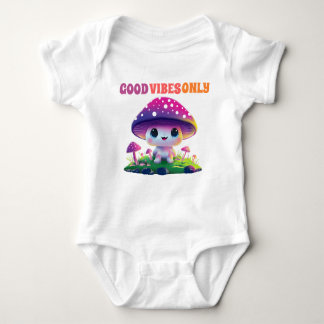 Good Vibes Only Cute Mushroom Baby Bodysuit