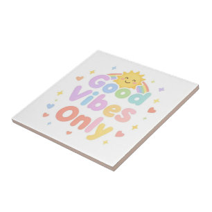 Good vibes only cute pastel text ceramic tile