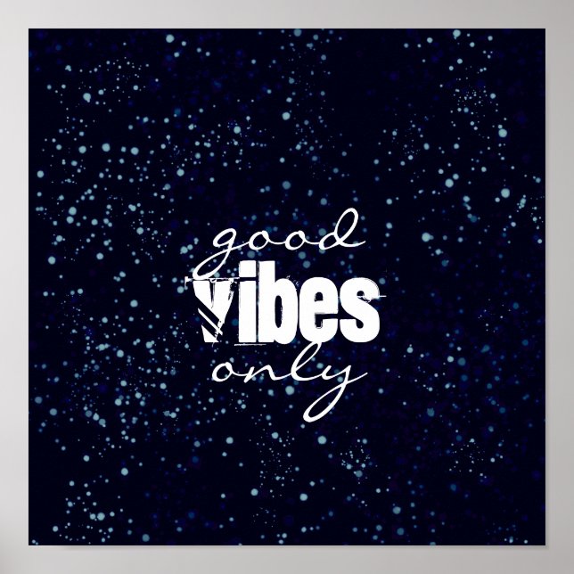 good vibes only dark blue wall art quote (Front)