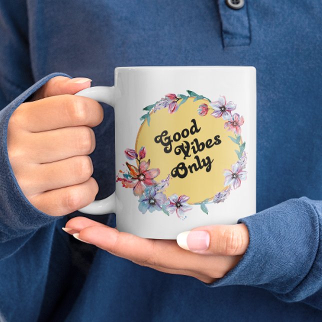 Good Vibes Only | Elegant Cosy floral  Coffee Mug (Creator Uploaded)