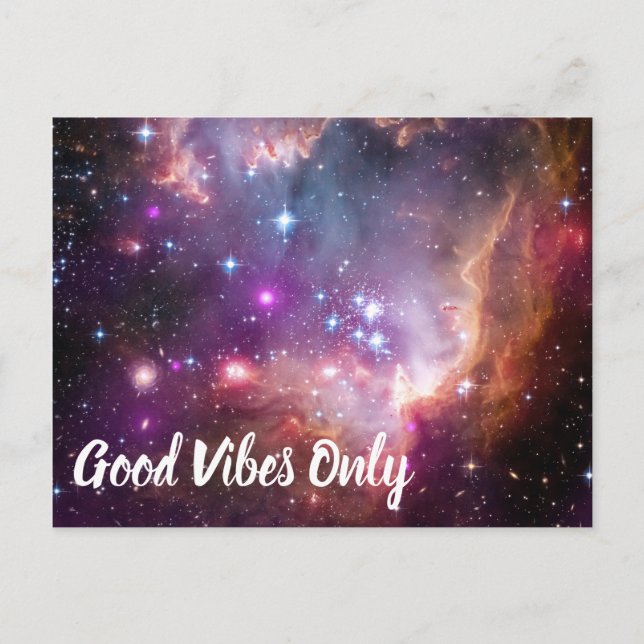 Good Vibes Only Galaxy Outer Space Universe Stars Postcard (Front)
