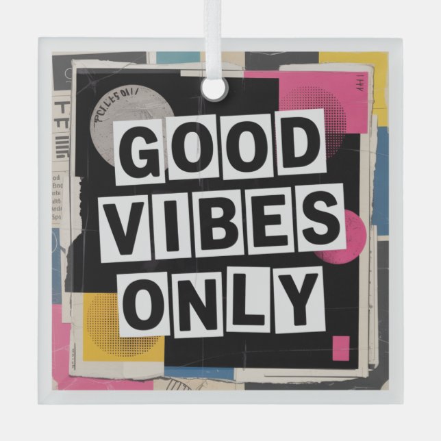 Good Vibes Only Glass Tree Decoration (Front)