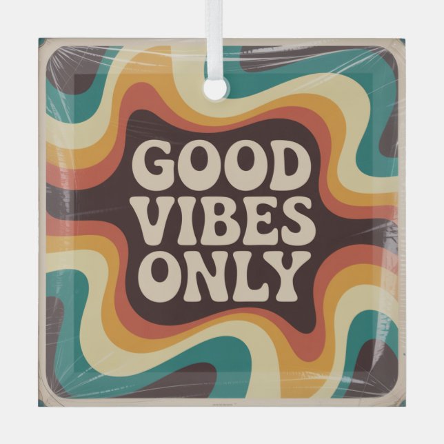 Good Vibes Only Glass Tree Decoration (Front)