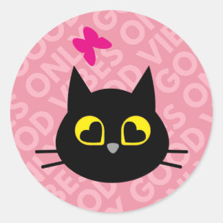 GOOD VIBES ONLY – Happy Black Cat Sticker