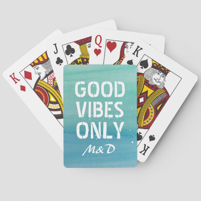 Good Vibes Only monogrammed playing cards (Back)