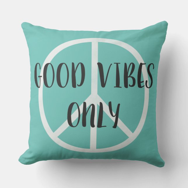 Good Vibes Only Peace Sign with Boho Style Arrows Cushion (Front)