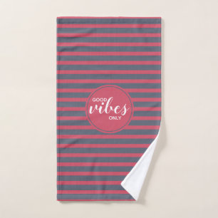 Good Vibes Only Pink & Blue Typography Exercise Hand Towel