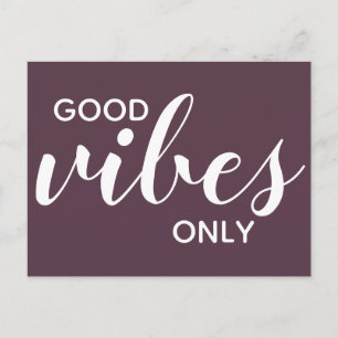 Good Vibes Only Positive Affirmation Cassis Purple Postcard