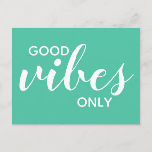 Good Vibes Only Positivity Affirmation Green Postcard