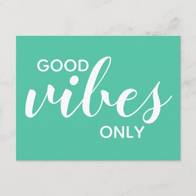 Good Vibes Only Positivity Affirmation Green Postcard (Front)
