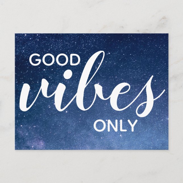 Good Vibes Only Positivity Affirmation Stars Postcard (Front)