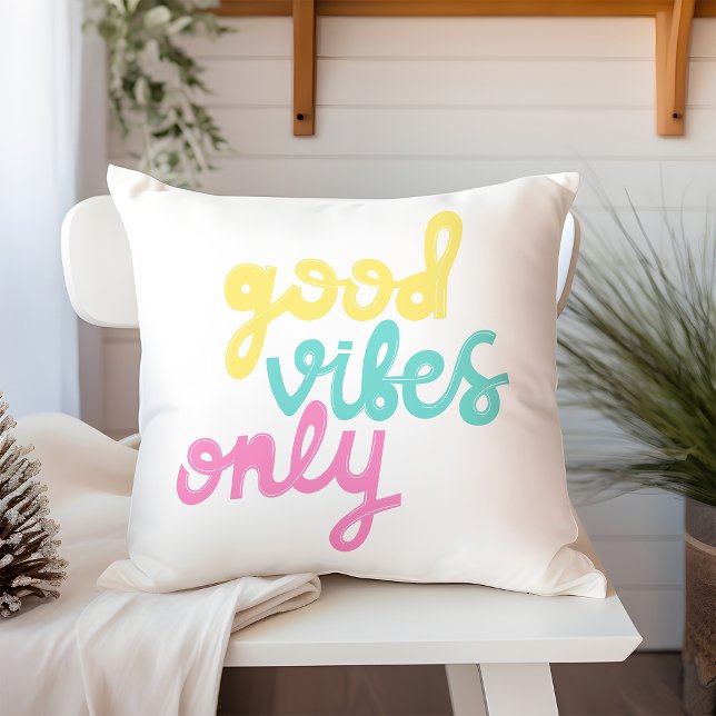 Good Vibes Only | Positivity Groovy Colourful Cushion (Creator Uploaded)