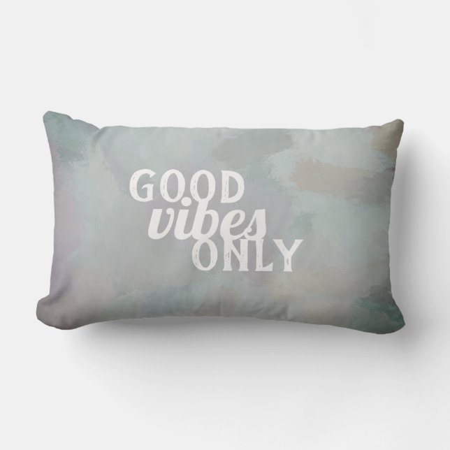 good vibes only quote grey paint stroke design lumbar cushion (Front)