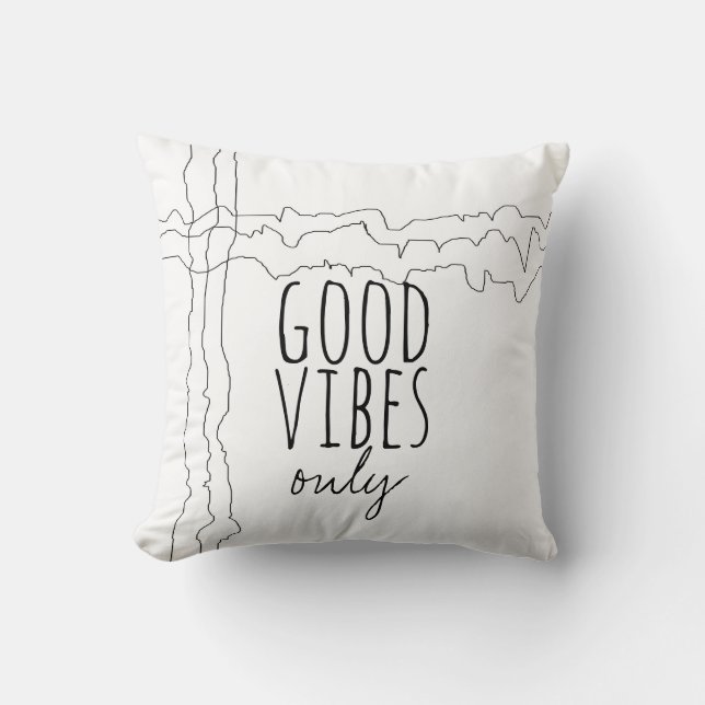 good vibes only quote pillow modern chic (Front)