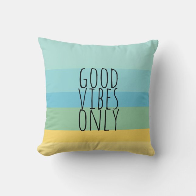 good vibes only quote pillow modern stripes (Front)