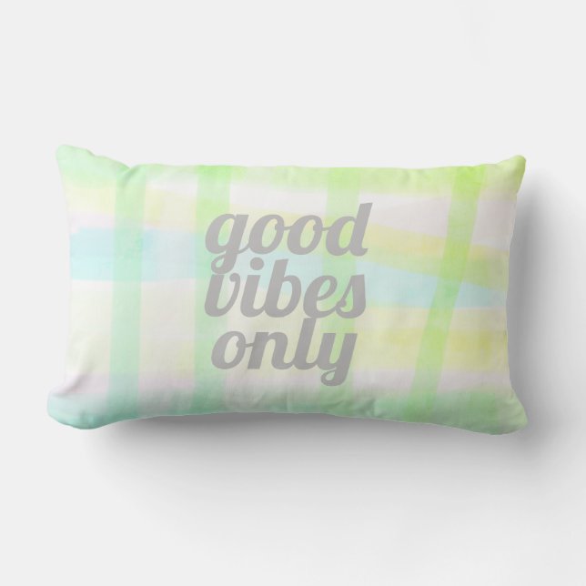 good vibes only quote pillow modern stripes (Front)