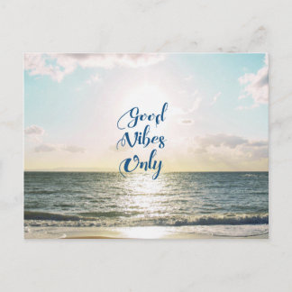 "Good Vibes Only" Quote Positive Sea Sun Postcard