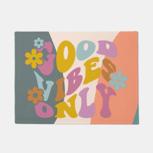 Good Vibes Only Quote Retro 60s Hippie Design Doormat