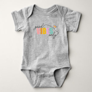 Good Vibes Only Rainbow Heart Baby Bodysuit