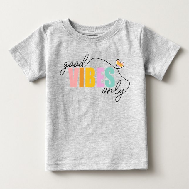 Good Vibes Only Rainbow Heart Baby T-Shirt (Front)