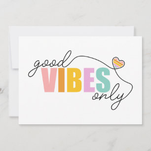 Good Vibes Only Rainbow Heart Card