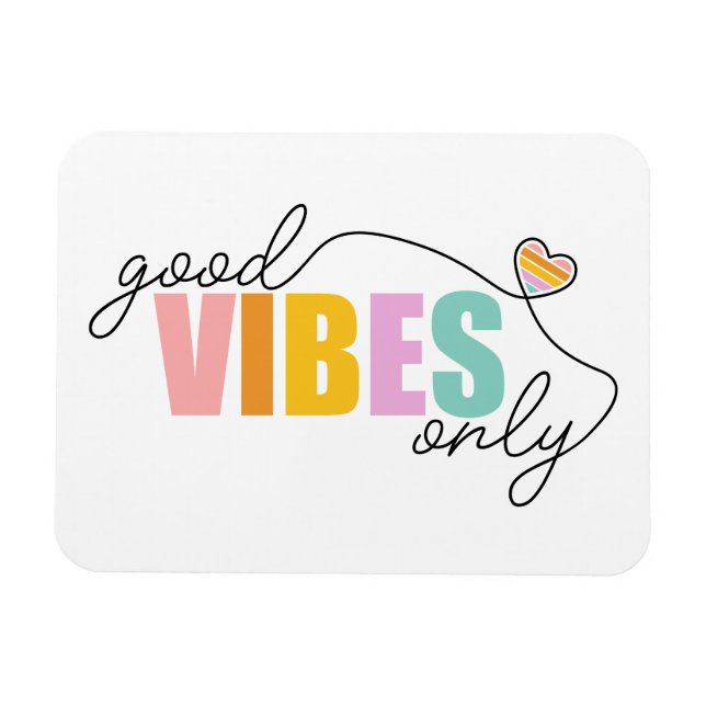 Good Vibes Only Rainbow Heart Magnet (Horizontal)