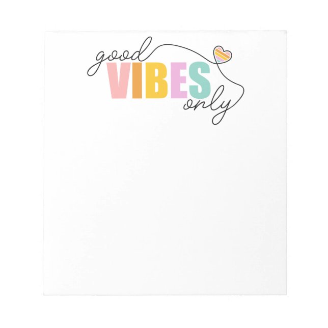 Good Vibes Only Rainbow Heart Notepad (Front)