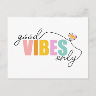 Good Vibes Only Rainbow Heart Postcard