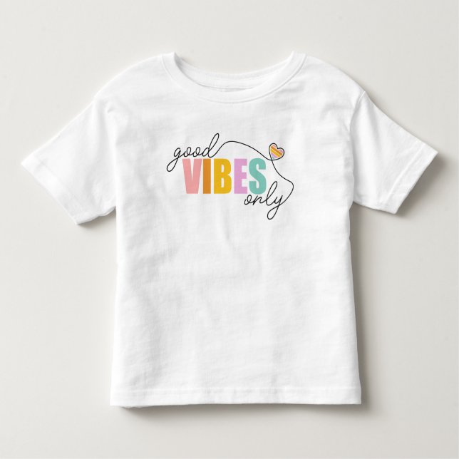 Good Vibes Only Rainbow Heart Toddler T-Shirt (Front)