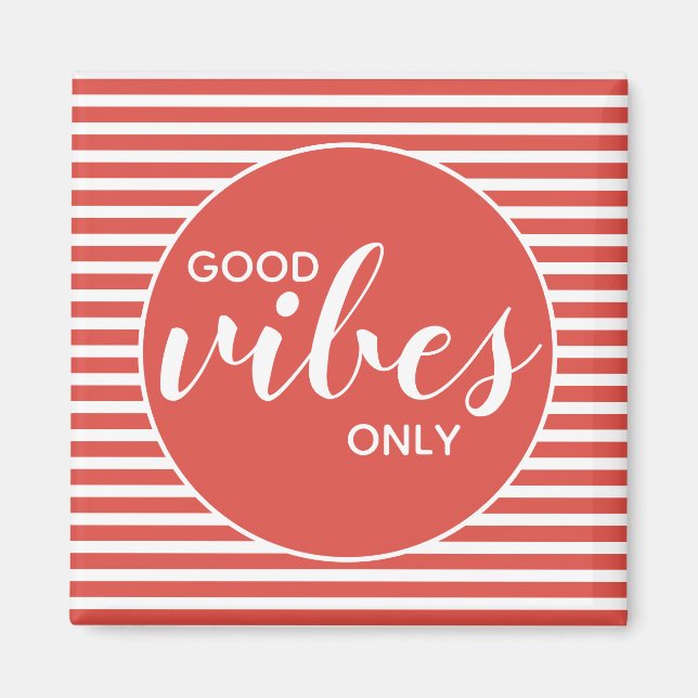 Good Vibes Only Red & White Typography Quote Magnet (Front)