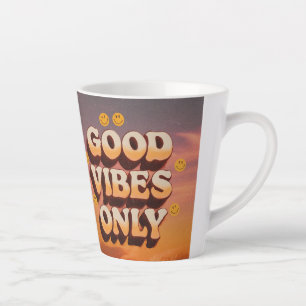 "Good Vibes Only" Retro 70s Graphic Art   Groovy T Latte Mug