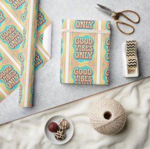 Good vibes only retro groovy style wrapping paper