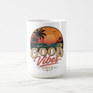 Good Vibes Only Retro Sunset Design Coffee Mug