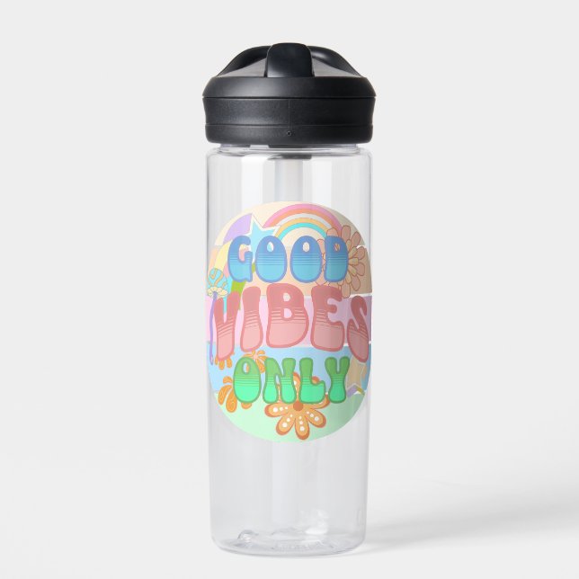 Good Vibes Only | Retro Vintage  Water Bottle (Front)