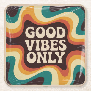 Good Vibes Only Square Paper Coaster