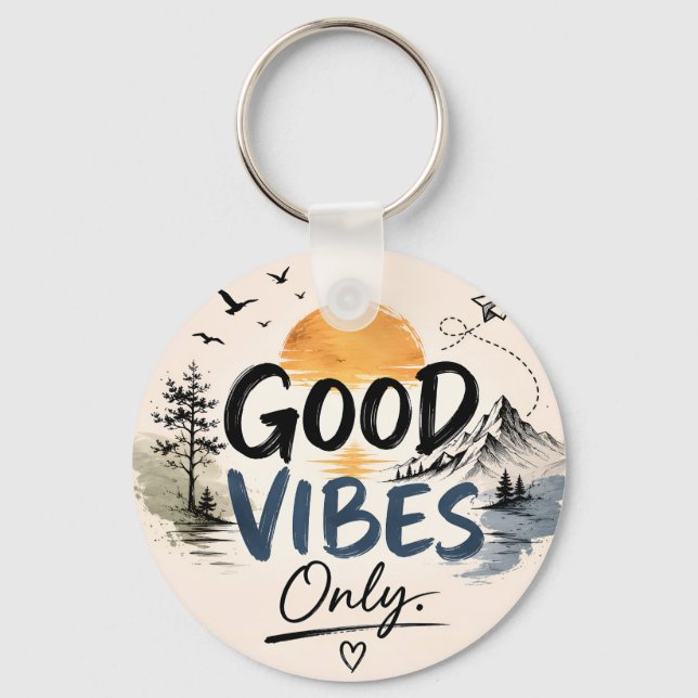 Good Vibes Only Stylish Trendy Keychain (Front)