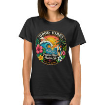 Good Vibes Only Tropical Sunset Beach T-Shirt