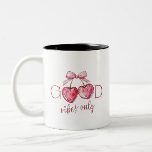 Good Vibes Only Typography Positive Energy Quote Two-Tone Coffee Mug