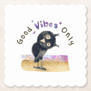 Good Vibes Only with Curious Owl Paper Coaster