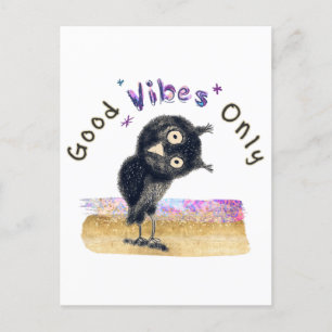 Good Vibes Only with Curious Owl Postcard