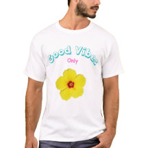 Good Vibes Only Yellow Hibiscus Art