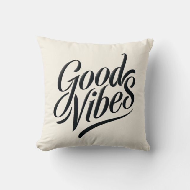 Good Vibes Pillow - Modern Calligraphy Style (Front)