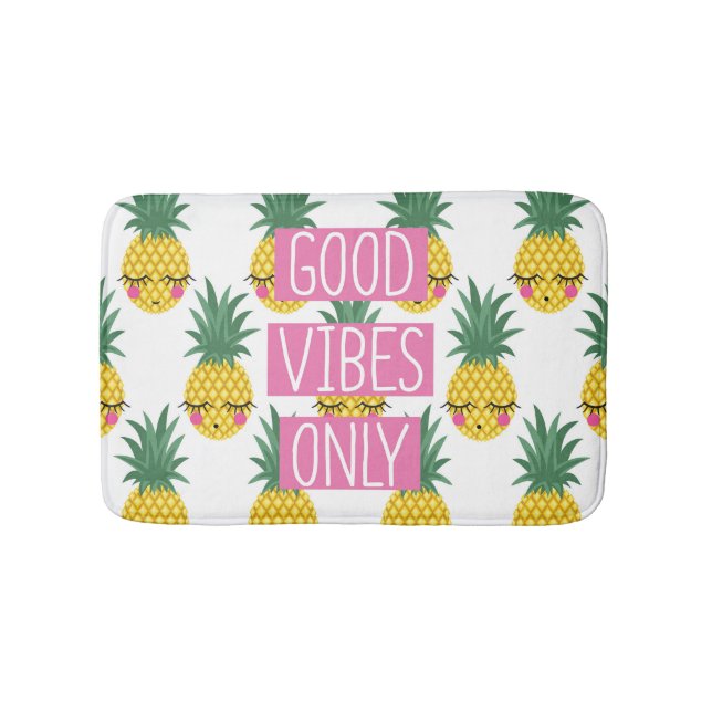 Good Vibes Pineapples Summer Pattern Bath Mat (Front)
