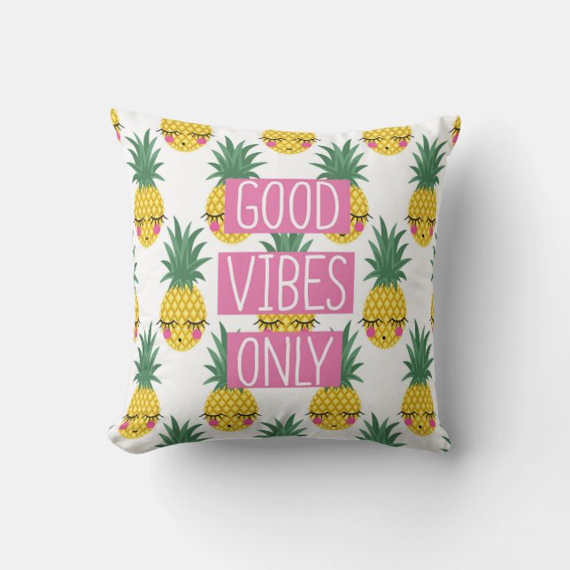 Good Vibes Pineapples Summer Pattern Cushion (Front)